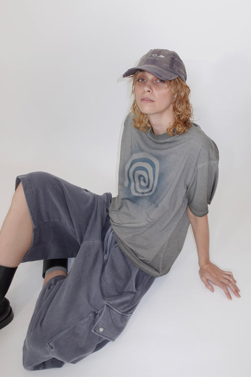 WASHED EMBROIDERY LOGO CAP -WASHED GRAY-